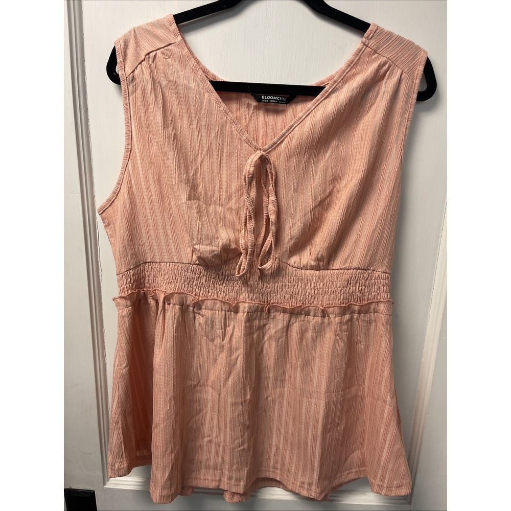 Bloomchic Tank Top Peach Striped Women's Size 14/16